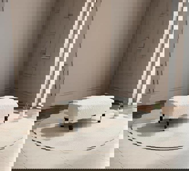 ISTOOLS Cuddle Fabric Off-White Footstool – Comfortable, Stylish, and Multi-Purpose