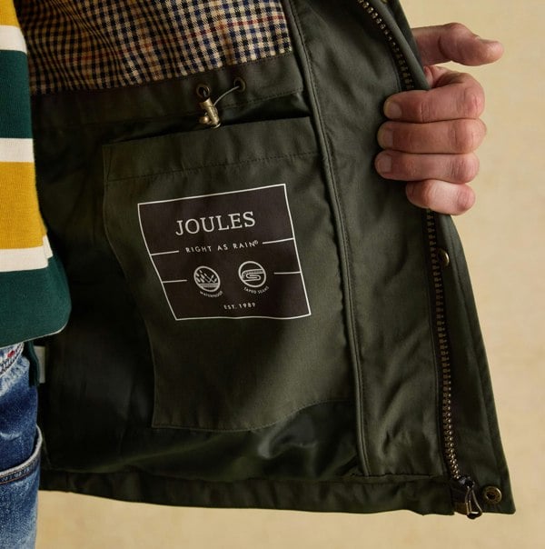 Joules PORTMAN Mens Green Waterproof Raincoat Green