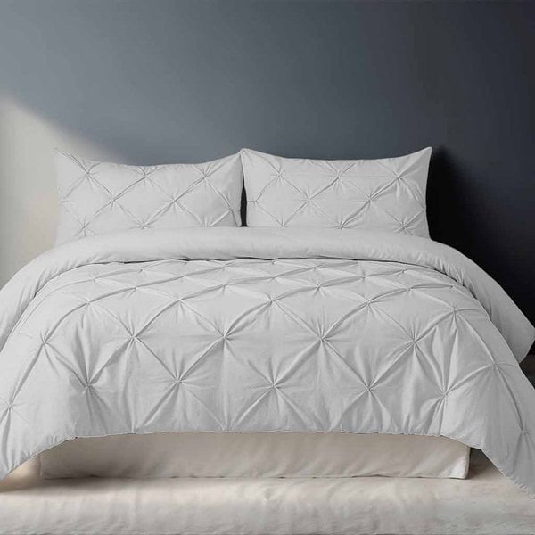 Snug City Pintuck Pinch Pleated Polycotton Duvet Cover And Pillowcase/s Set Bed Linen