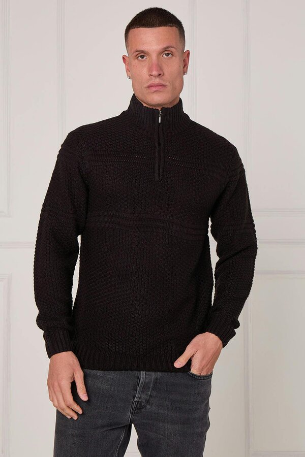 Elaina Fashion Men’s Textured Half Zip Jumper