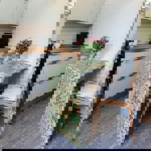 WT1585 - Vintage Green Antique Azulejo Wall Tile Sticker Set - 15 x 15 cm (6 x 6 in) - 24 pcs