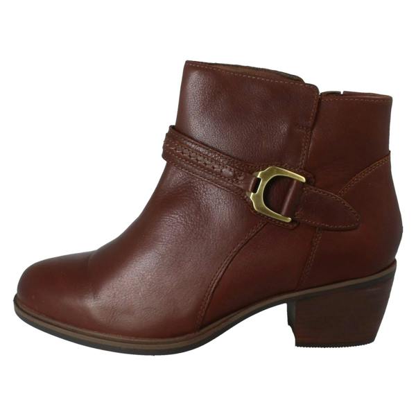 Clarks Ladies Clarks Zip Fastening Block Heeled Smart Casual Ankle Boots Neva Buckle