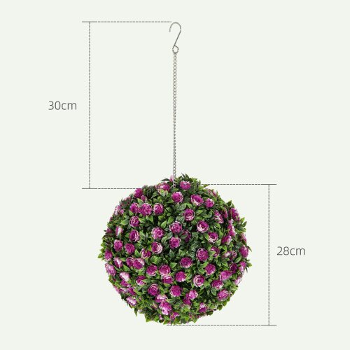 Wyld Haus Liso Set Of 2 Artificial UV Resistant Rose Style Topiary Balls H8 28cm