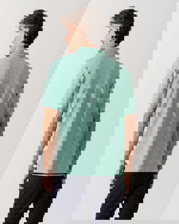 GANT Mens Regular Fit Short Sleeve Shield Logo Pique Polo - 323 Muted Turquoise back