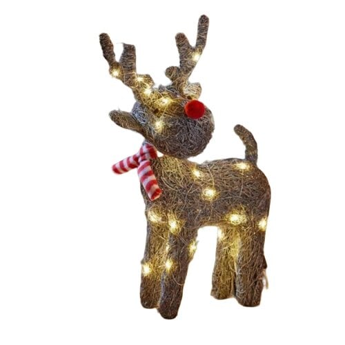 Samuel Alexander 66cm Battery Operated Rattan Woven Cupid Reindeer with Warm White LEDs
