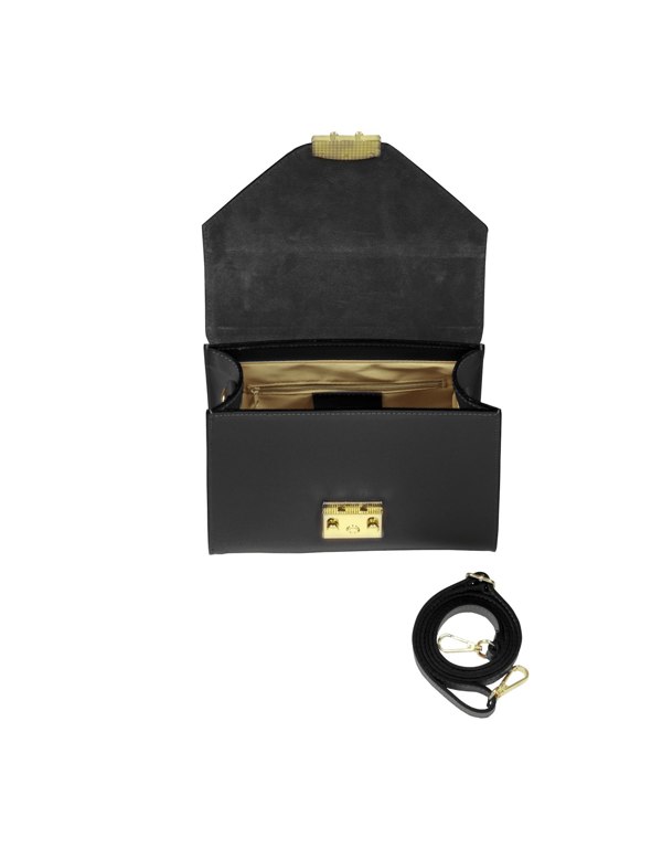 Le Parmentier Peggy Top Handle Satchel Bag - Black