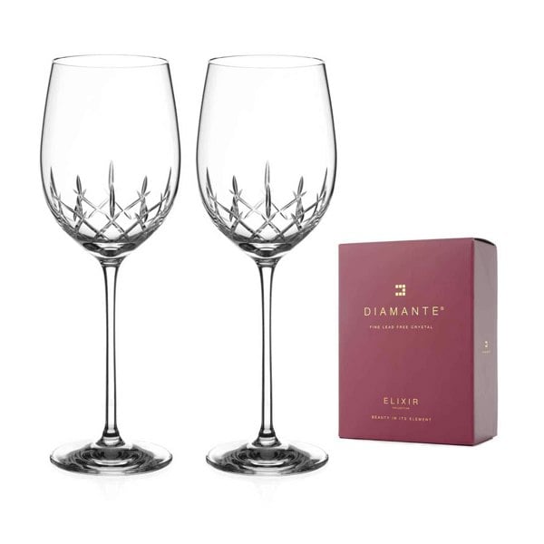 Diamante Classic Crystal Red Wine Glasses - Set of 2