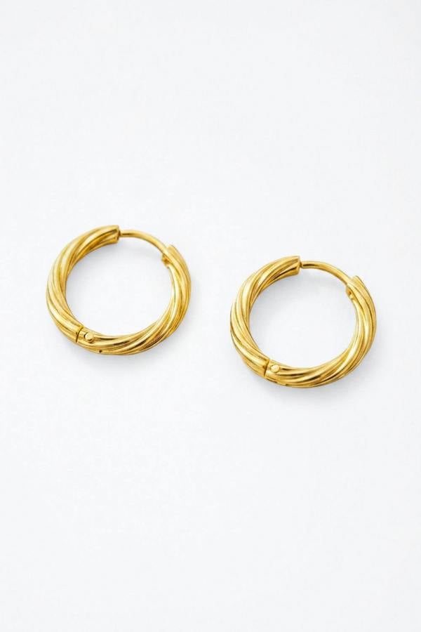 Gold Plated Textured Hoop Earrings