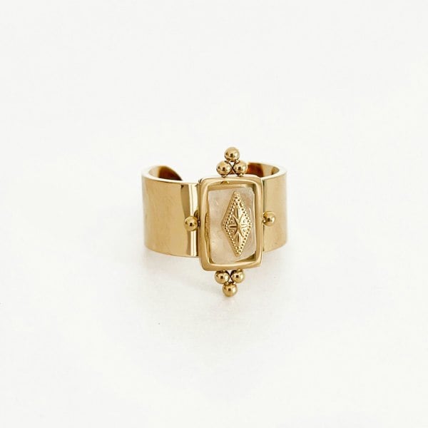 Luxe Tones Luna Wide Band Irregular Crystal Ring