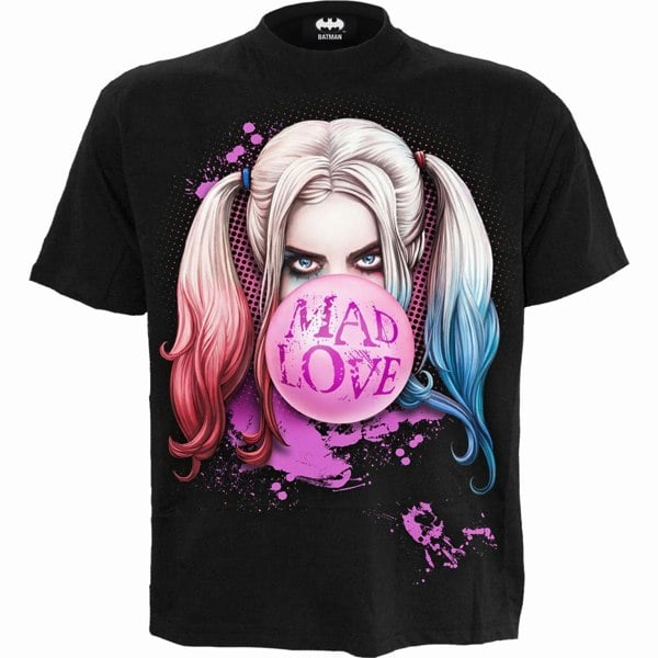 Spiral Direct Unisex Adult Mad Love Harley Quinn T-Shirt - Black