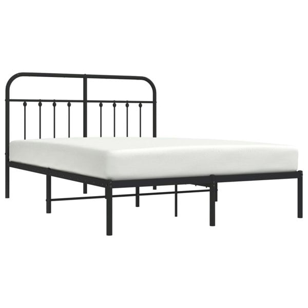 Berkfield Metal Bed Frame with Headboard Black 150x200 cm