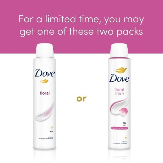 Dove Anti-Perspirant Deodorant Floral 12x200ml, 48H Sweat Protection for Women