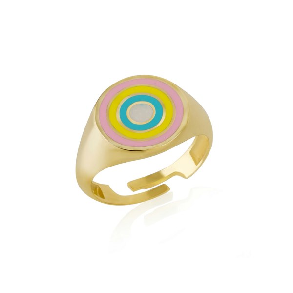 Spero London Enamel Round Sterling Silver Signet Ring