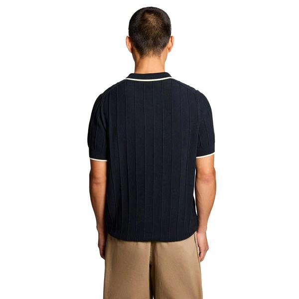 Lyle & Scott Pique Tipped Knitted Polo Shirt Dark Navy