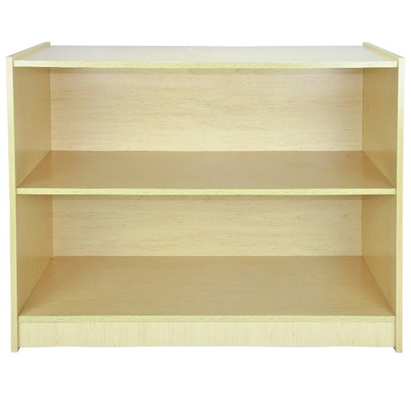 Maple A1200 shop counter featuring a smooth, light wood finish with two spacious shelves for display and storage