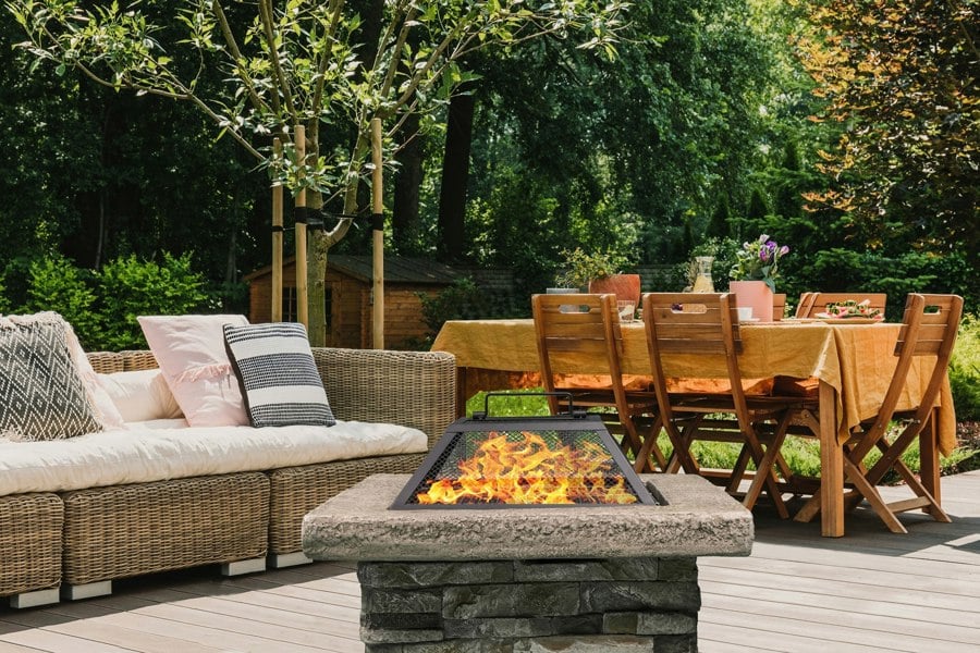 Centurion Supports Fireology VIETRI Majestic Garden and Patio Heater Fire Pit and Barbecue with Eco-Stone Finish