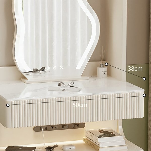 Lia Slimline Dressing Table, With USB Port, LED Mirror & Stool-Rit Concept-Rit Concept