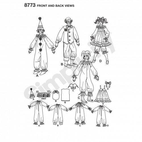 Simplicity Sewing Pattern 8773, Costumes for Men, Women, A (XS-S-M-L-XL) - Intermediate