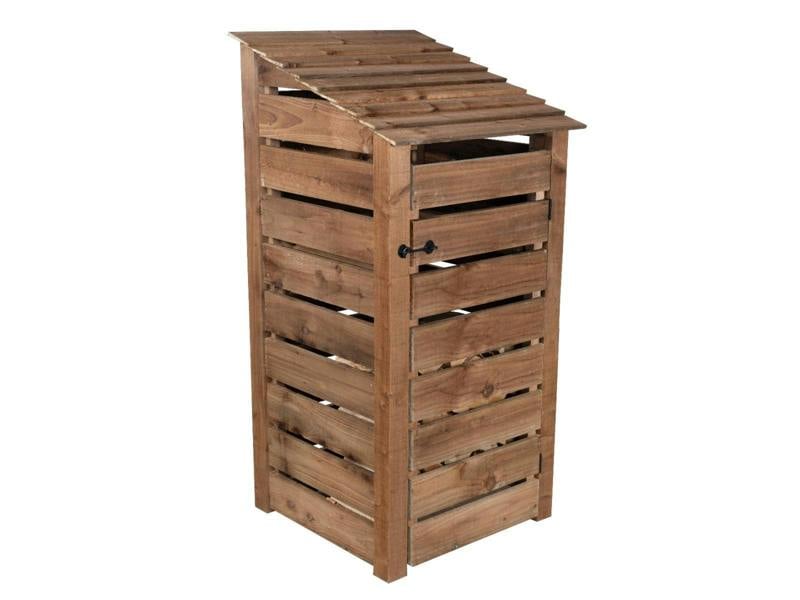 Arbor Garden Solutions Slatted Wooden Log Store with Door W-99cm, H-126cm or 180cm, D-88cm - Brown Finish