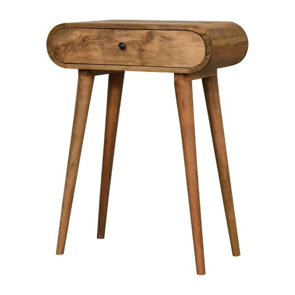 Wyld Haus Cagliari Mini Curved Natural Mango Wood Console Table with Drawer