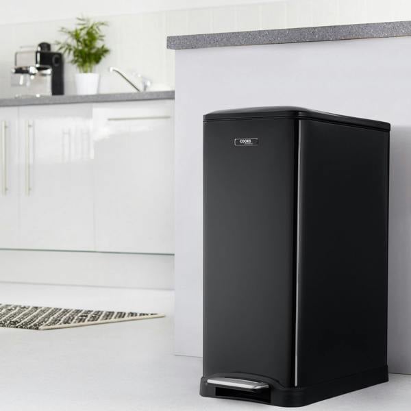 Cooks Professional 50L Dual Recycling Slimline Pedal Bin | Black