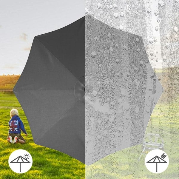 Black 3M Lighted Market Sunbrella Umbrella with Solar Strip LED Lights Parasols & Rain Umbrellas Living and Home
