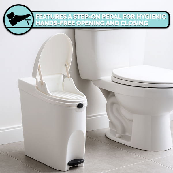 ProWashroom Sanitary Bin 20L x3 White - Slimline Washrooms Toilets Hygienic Disposal Pedal Bins
