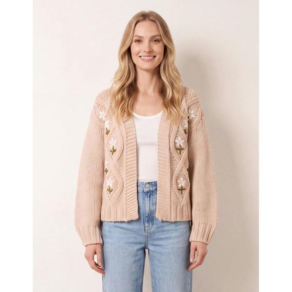 Blue Vanilla Cable Knit Flower Cardigan