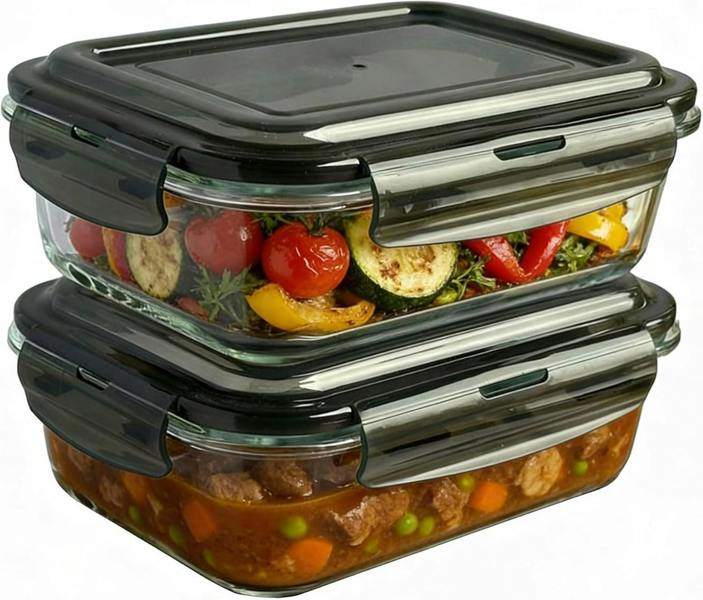 MANTRARAJ 1100ml Meal Prep Glass Containers with Lids Airtight Microwave & Dishwasher Safe Takeaway Containers