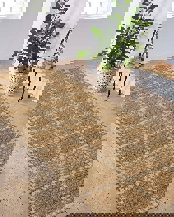 Jute Check Natural Rug Striped & Geometric Handwoven