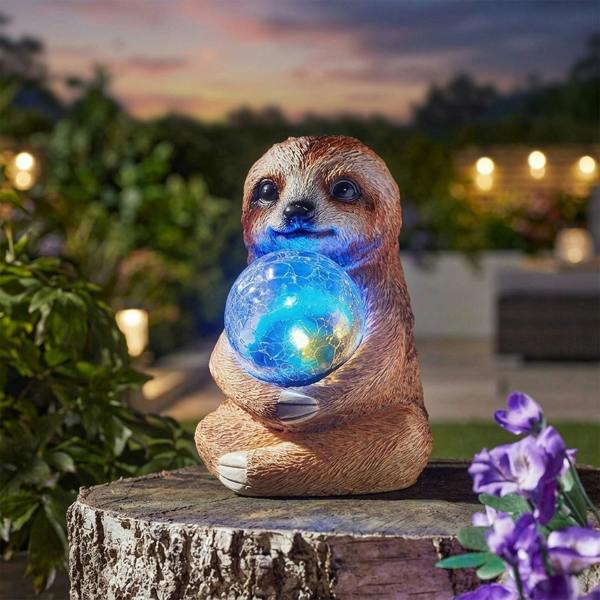 Garden Greatness Sloth Sphere Solar Garden Ornament Light