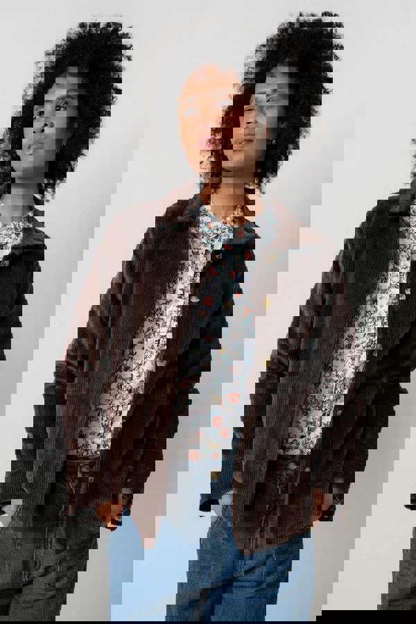 Lily & Me Ash Stretch Cotton Jumbo Cord Jacket Chocolate