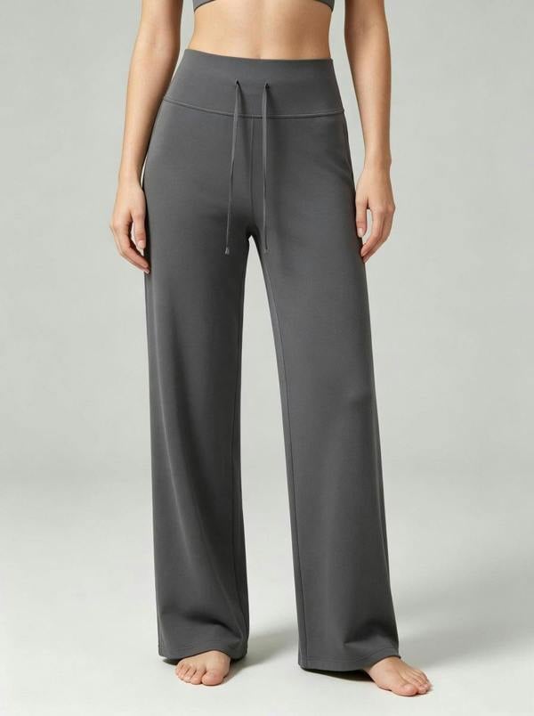 Anniou Women's Straight Wide-leg Pants - Gray