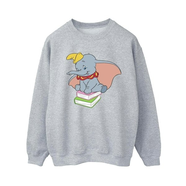 Disney Womens Dumbo Sitting On Books Sweatshirt - Sports Grey