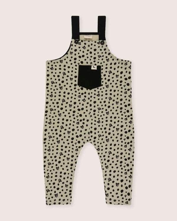 organic cotton Grey Spotty Bear Print Dungarees - image 2