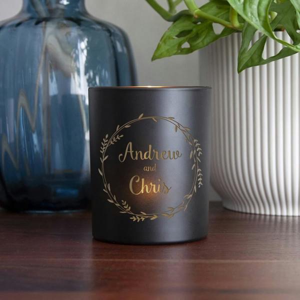 Personalised Couples Wreath Candle Holder - lifestyle shot