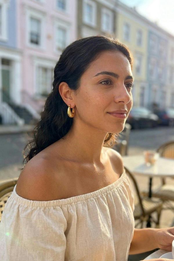 ARIIRA Tova Gold Tone Textured Crescent Hoop