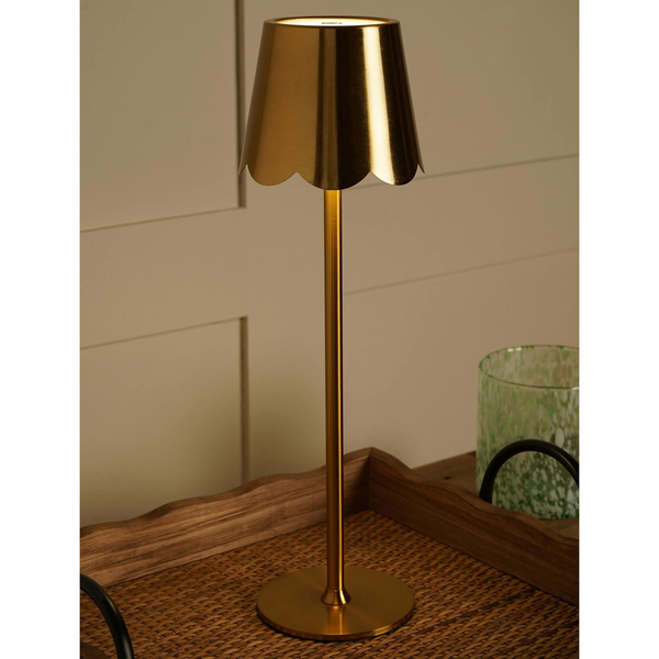 Hestia Scallioped Edge Brass LED Rechargeable Touch Lamp