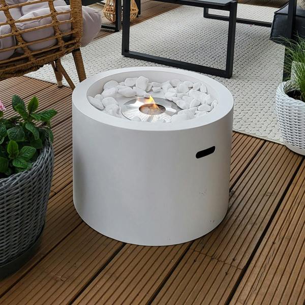 BIOFireplacesGMT Freestanding Bio Fireplace Moon White Matt Ventless