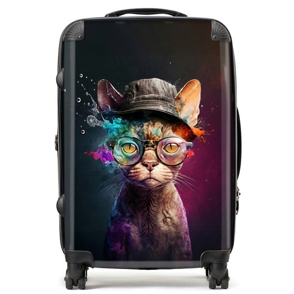 Warren Reed Devon Rex Cat With Hat Splashart Suitcase