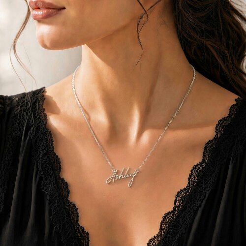 Christopher James of London Sterling Silver Signature Style Name Necklace