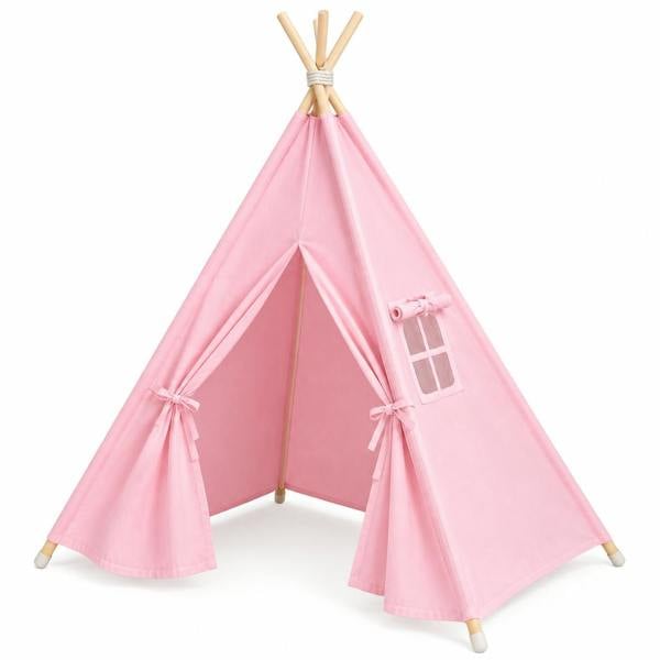 ATEK Kids Teepee Play Tent Pink Indoor Outdoor Children’s Canvas Playhouse