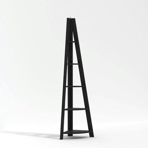 Wyld Haus Athy Black Wooden Corner Ladder Shelving 5 Shelves
