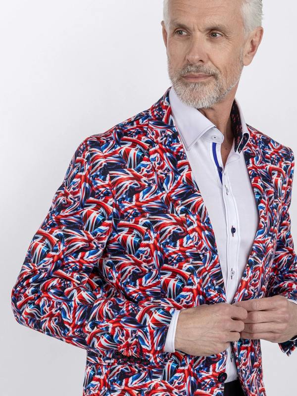 UNION JACK PRINTED FITTED JACKET - Claudio Lugli Shirts
