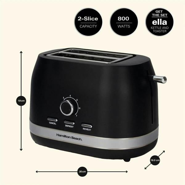 Hamilton Beach Ella 2 Slice Toaster - Matte Black