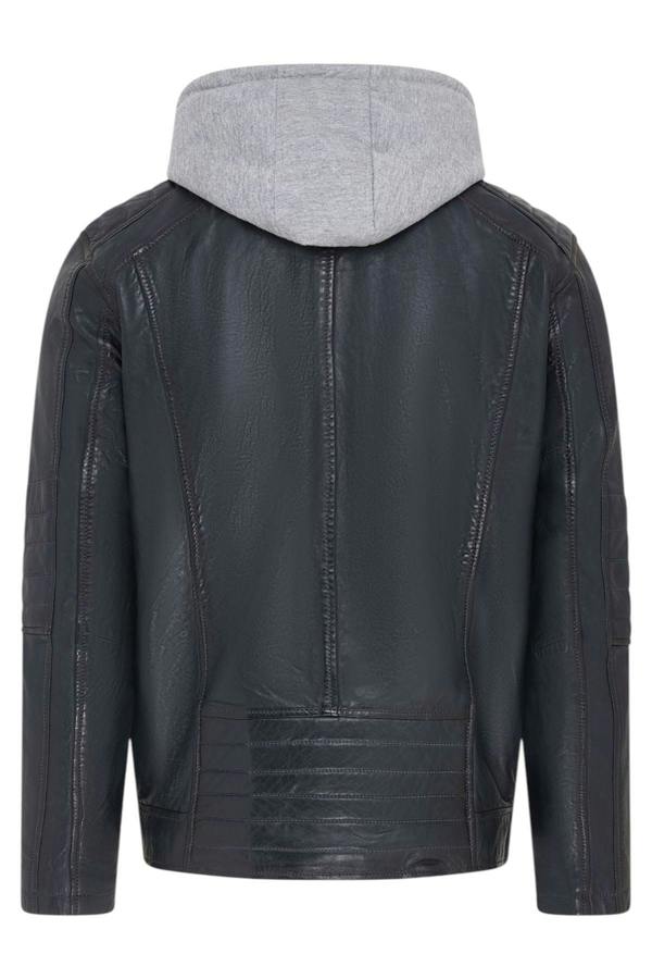 Infinity Leather Men's Hooded Biker Lamb Leather Jacket - Burten
