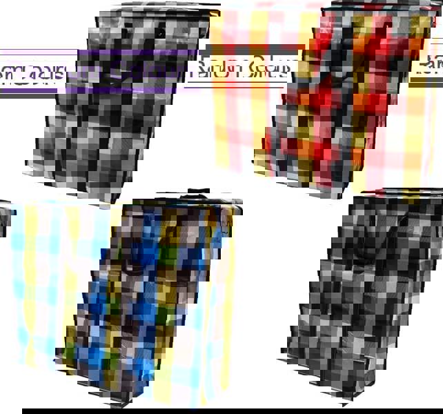 KAV Random Coloured Laundry Shopping Bags - Strong Reusable Waterproof Storage Bag with Zipper & Handle for Travel, Moving, Packing Cloths (50 x 35cm)