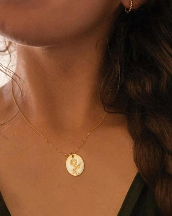 14K Gold Rose Flower Necklace - Necklaces - Elk & Bloom
