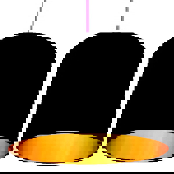 Jet Black Cotton Lampshade With Gold Lining