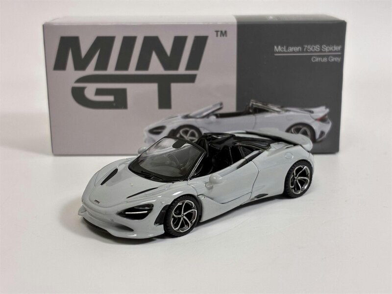 MCSlots McLaren 750S Spider Cirrus Grey RHD 1:64 Scale Mini GT MGT00973R